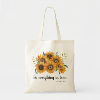 SUNFLOWER TOTE BAG MIT BIBEBAR VERSEHEN TRAGETASCHE