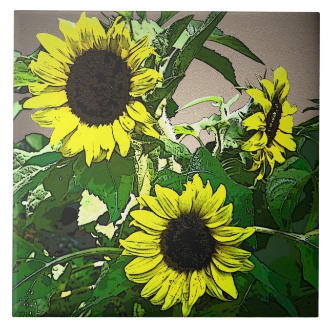 Sunflower Trio Fliese (Vorderseite)