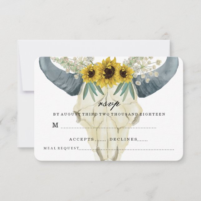 SUNFLOWER UND BULL WEDING RSVP (Vorderseite)