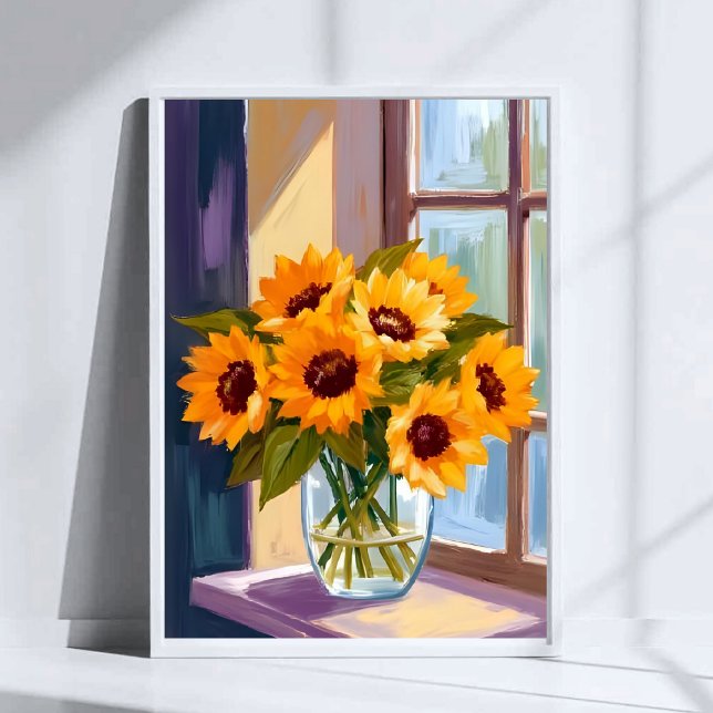 Sunflower Vase | Floral Yellow Bouquet Watercolor Poster (Von Creator hochgeladen)