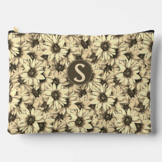 Sunflower Vintage Charm Sepia Tone Cosmetic Bag Zubehörtasche