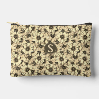 Sunflower Vintage Charm Sepia Tone Cosmetic Bag Zubehörtasche