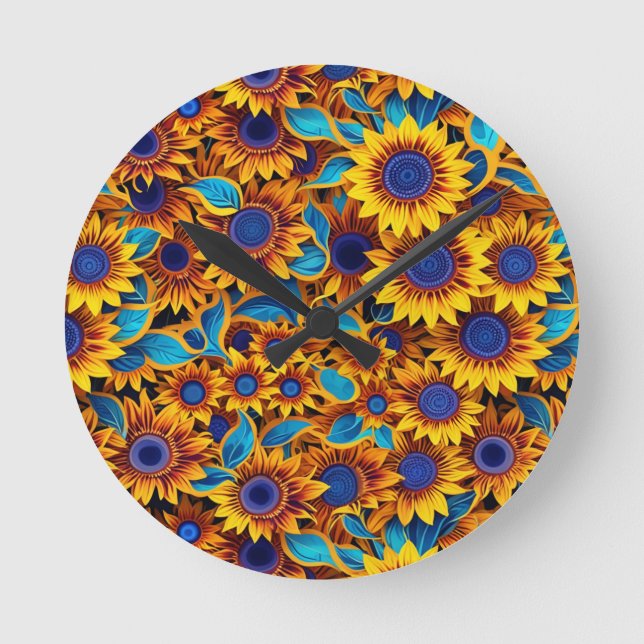 Sunflower Wall Clock Runde Wanduhr (Vorderseite)