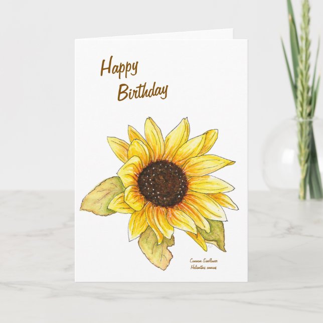 Sunflower watercolor customizable greeting card karte (Vorderseite)