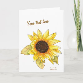 Sunflower watercolor customizable greeting card karte