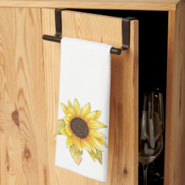Sunflower watercolor tea towel kitchen towel geschirrtuch