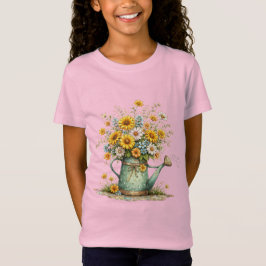 Sunflower Watering Can Floral Garden Art T-Shirt