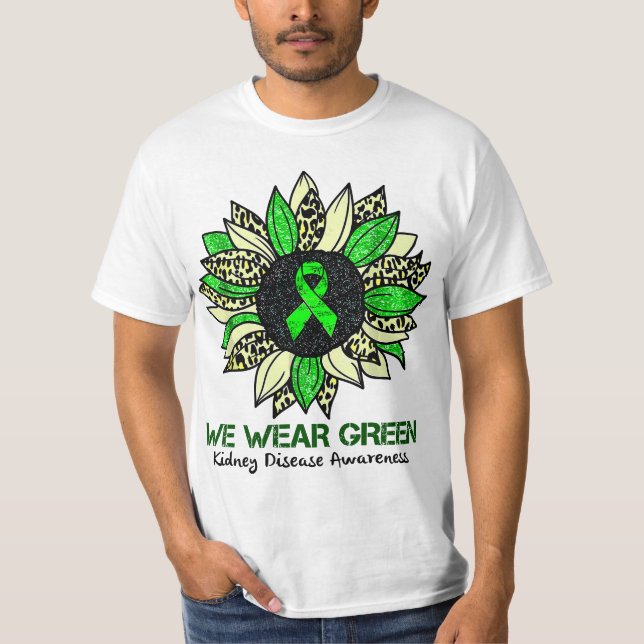 Sunflower We Wear Green ney Disease Awareness Warr T-Shirt (Vorderseite)