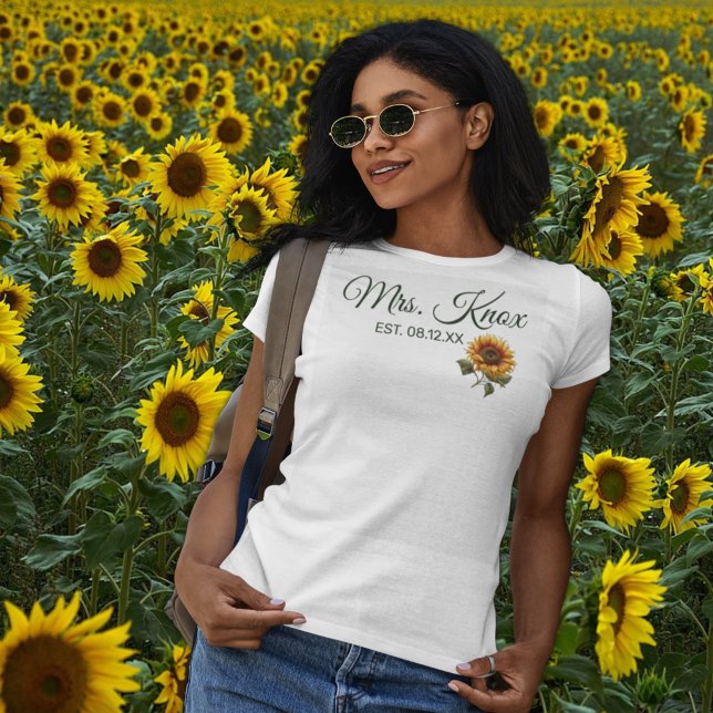 Sunflower Wedding Bride Frau etabliert T-Shirt (Von Creator hochgeladen)