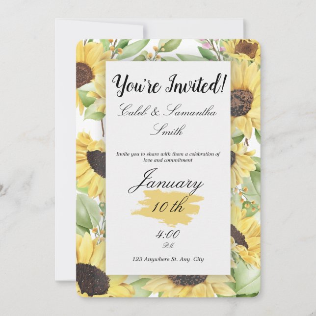 Sunflower Wedding Invitation Einladung (Vorderseite)