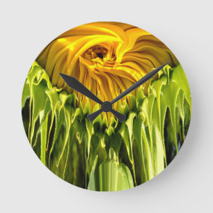 Sunflower Whirl Runde Wanduhr