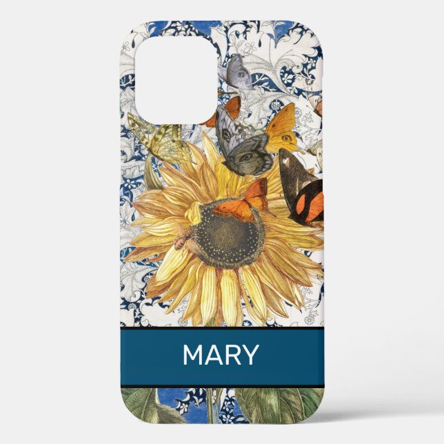 SUNFLOWER WILLIAM MORRIS iPhone 12 FALL DIY NAME Case-Mate iPhone Hülle (Rückseite)