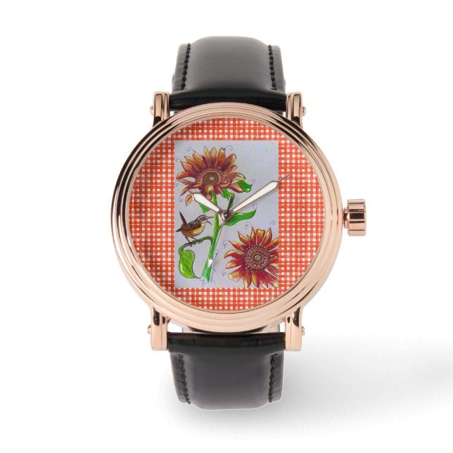 Sunflower Wren Watch Armbanduhr (Vorderseite)