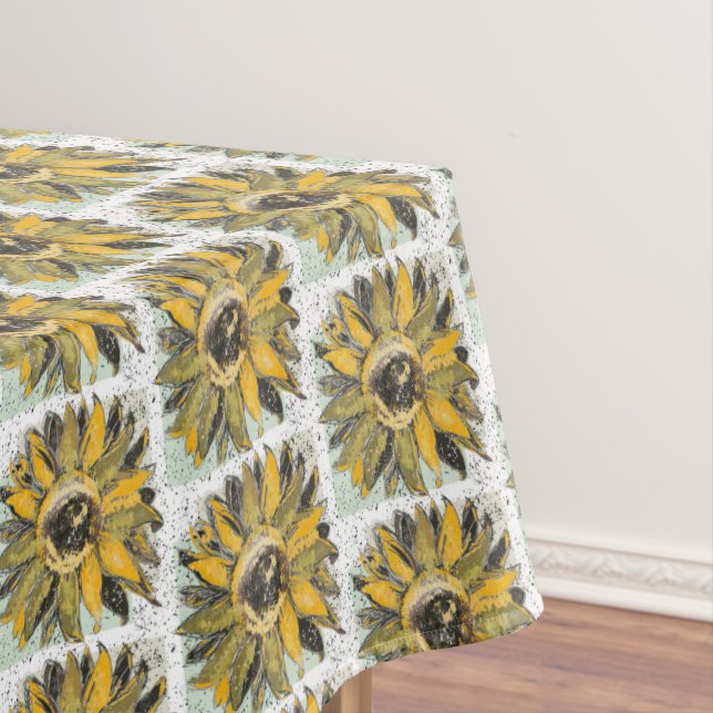 Sunflower Yellow Green Black Watercolor Style Art Tischdecke (Beispiel)