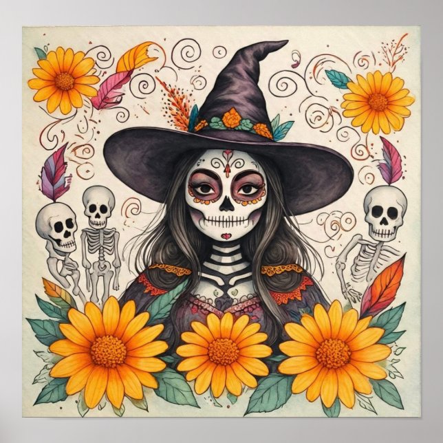 SunflowerDayOfTheDeadWitch Poster (Vorne)
