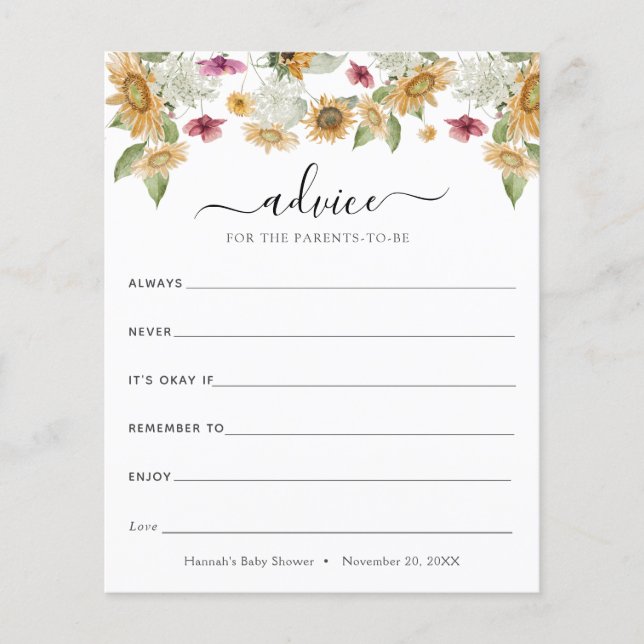 Sunflowers Advice for the Parents-to-Be (Vorderseite)