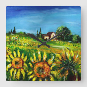 SUNFLOWERS AND COUNTRYSIDE IN TUSCANY QUADRATISCHE WANDUHR