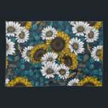 Sunflowers and daisies, summer garden 2 geschirrtuch<br><div class="desc">Hand-drawn vector pattern with bouquets of sunnflowers,  daisy,  camomille and eucalyptus</div>