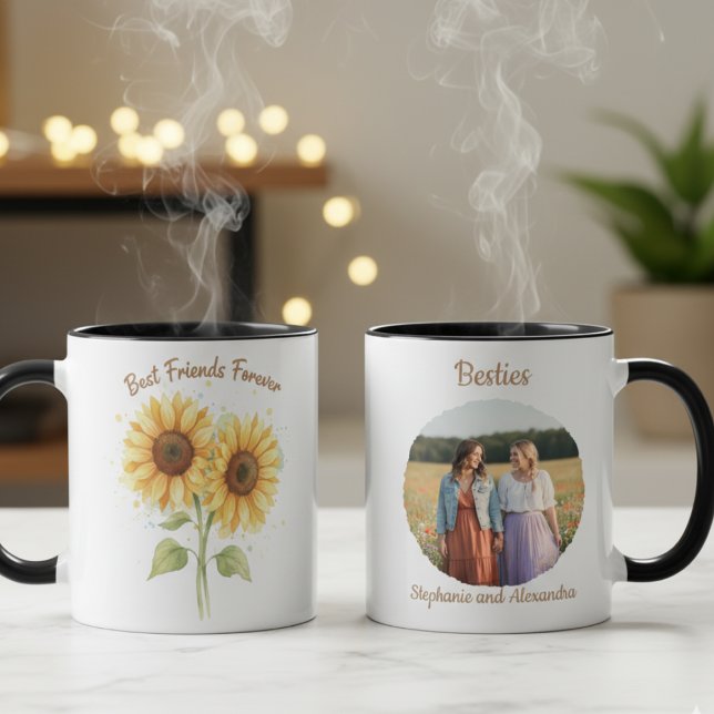 Sunflowers Best Friends Forever Photo Keepsake Tasse (Best Friend Sunflower Photo Coffee mug)