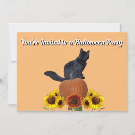 Sunflowers Black Cat Pumpkins Halloween Orange  Einladung