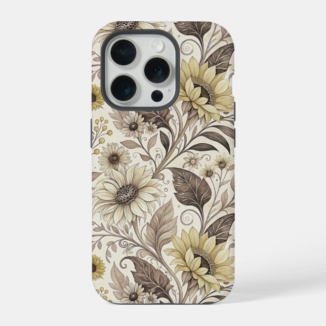 Sunflowers Boho Art Nouveau iPhone Hülle (Rückseite)