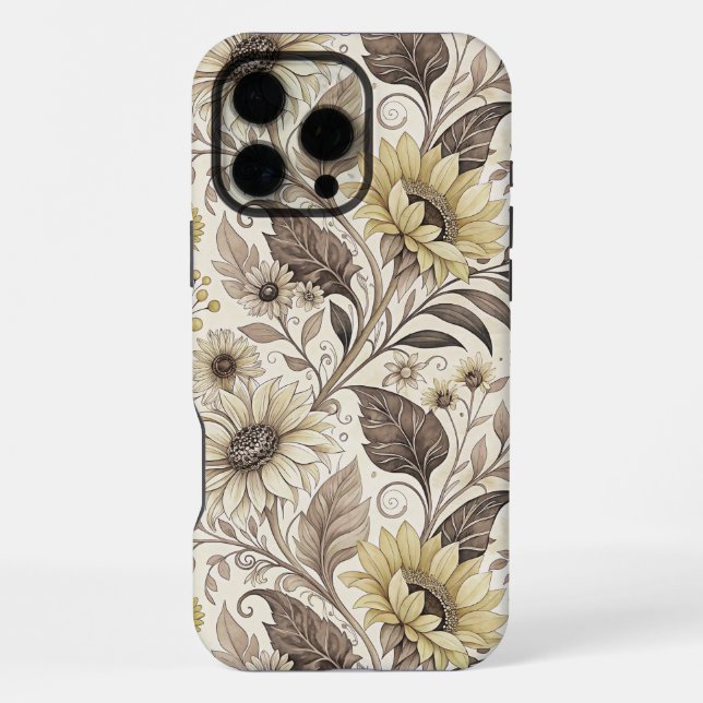 Sunflowers Boho Art Nouveau iPhone Hülle (Rückseite)