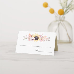 Sunflowers Bouquet Wedding Placecards Platzkarte