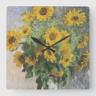 Sunflowers by Claude Monet Quadratische Wanduhr