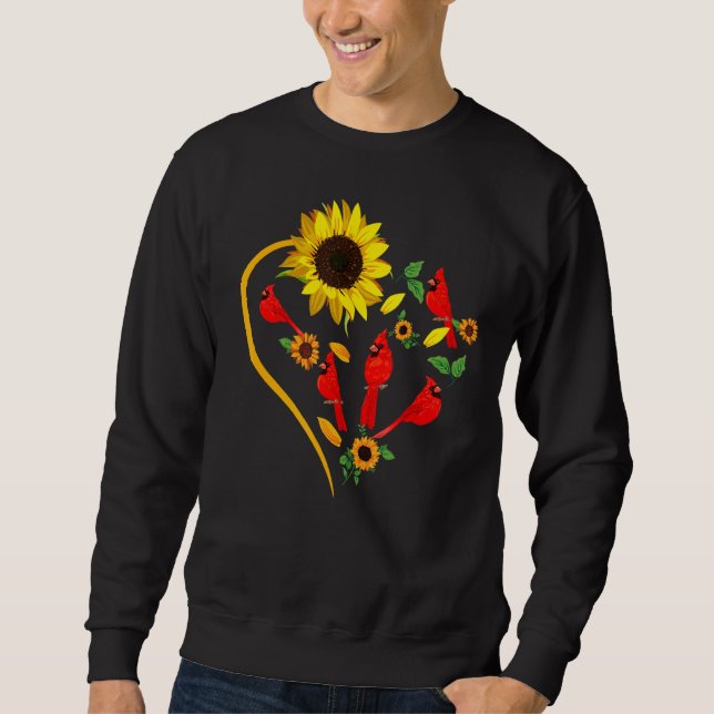 Sunflowers Cardinal Birds Cute Heart Shape Funny B Sweatshirt (Vorderseite)