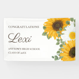 Sunflowers Daisies Graduation Party Gratulation Banner