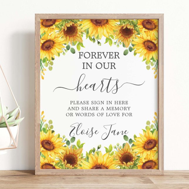 Sunflowers Floral Memorial Funeral Memory Table Poster (Von Creator hochgeladen)