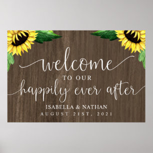 Sunflowers Happily Ever After Wedding Welcome Sign Poster