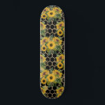 Sunflowers Honeycomb Floral Pattern Black Skateboard<br><div class="desc">This design feature yellow sunflower bouquets and a gold hexagonal honeycomb pattern wir haben black background.</div>