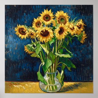 Sunflowers in a Vase After Van Gogh Poster
