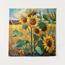 Sunflowers in Field Wandteppich