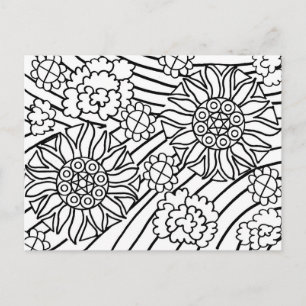 Sunflowers in Summer color your card Postkarte