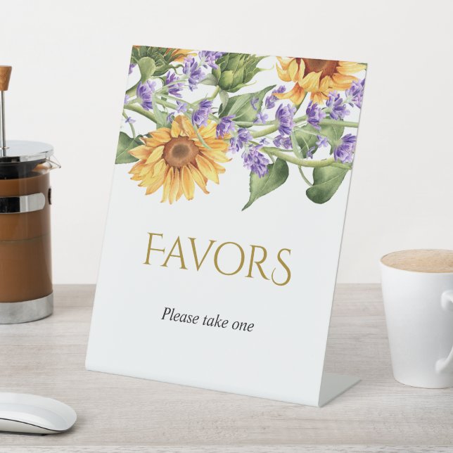 Sunflowers & Lavender Favor Table Top Sign Sockelschild (In SItu)