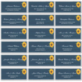 Sunflowers Navy Blue Rustic Wedding Guest Names St Aufkleber