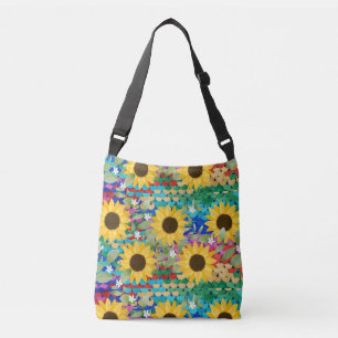 SUNFLOWERS PATTERN TRAGETASCHEN MIT LANGEN TRÄGERN