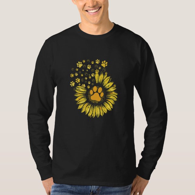 Sunflowers Pet Paw Prints Dog Cat T-Shirt (Vorderseite)