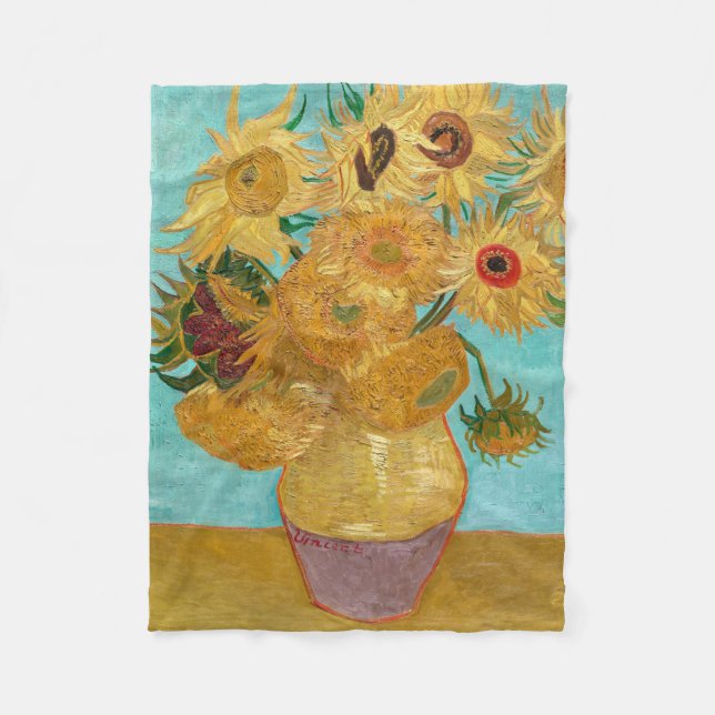 Sunflowers, Post Impressionist Still Life Painting Fleecedecke (Vorderseite)