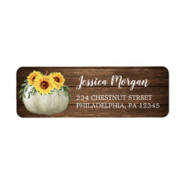 Sunflowers Pumpkin Return Address Label
