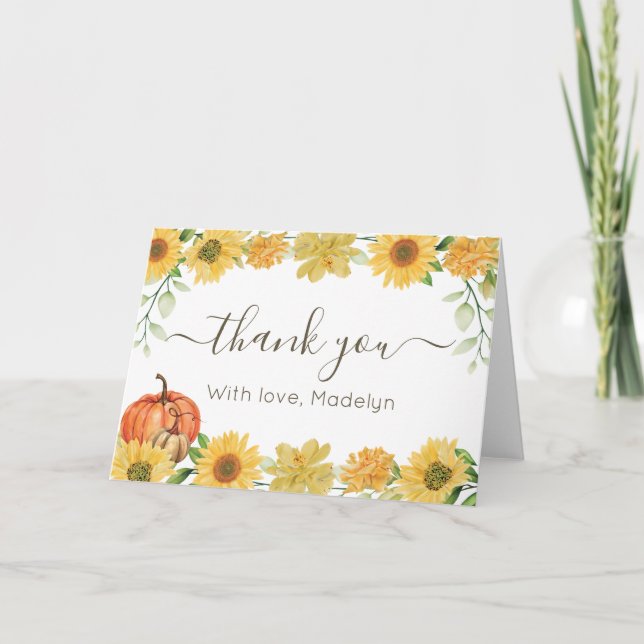 Sunflowers & Pumpkins thank you card Dankeskarte (Vorderseite)