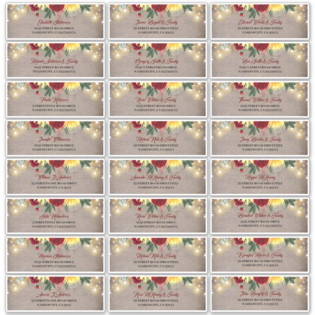 Sunflowers Rustic Fall Guest Names Address Labels (Vorderseite)