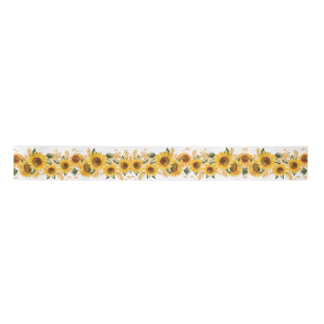 Sunflowers Sunshine Yellow Satinband (Vorderseite)