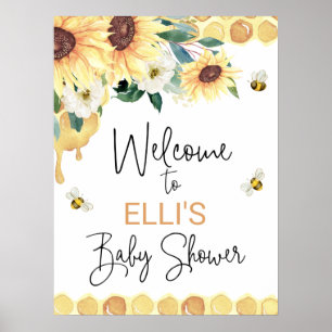 Sunflowers Sweet As Can Bee Baby Shower Welcome Poster