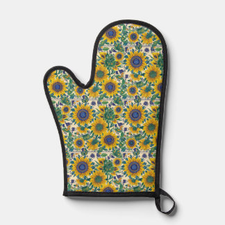 Sunflowers Ukrainian folk art motifs Apron Ofenhandschuh