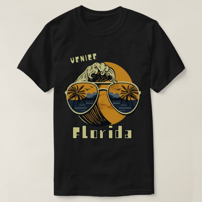 Sunglass Florida Venice Palmen Strand T-Shirt (Design vorne)