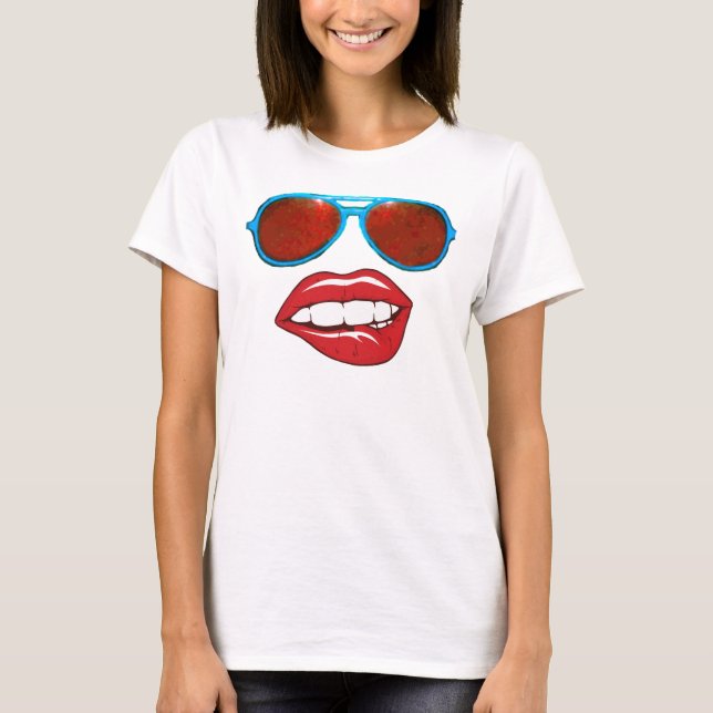 Sunglass Smile Happy Face T-Shirt (Vorderseite)