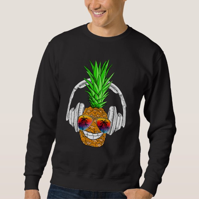 Sunglasses Pineapple Headphones Aloha Hawaii Luau  Sweatshirt (Vorderseite)